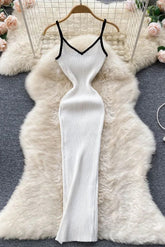 Robe sexy en tricot élastique slim avec hanches